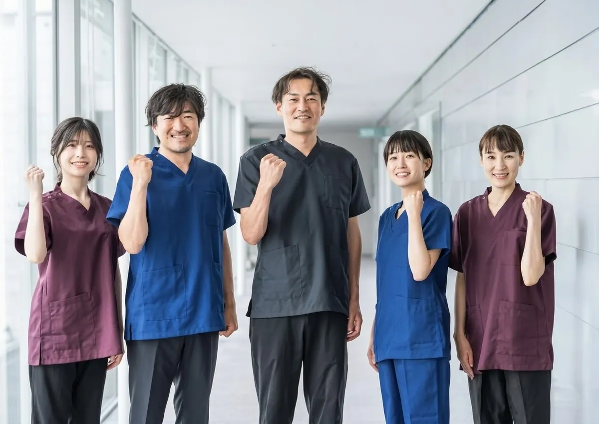 並んで立つ看護・介護のスタッフ
